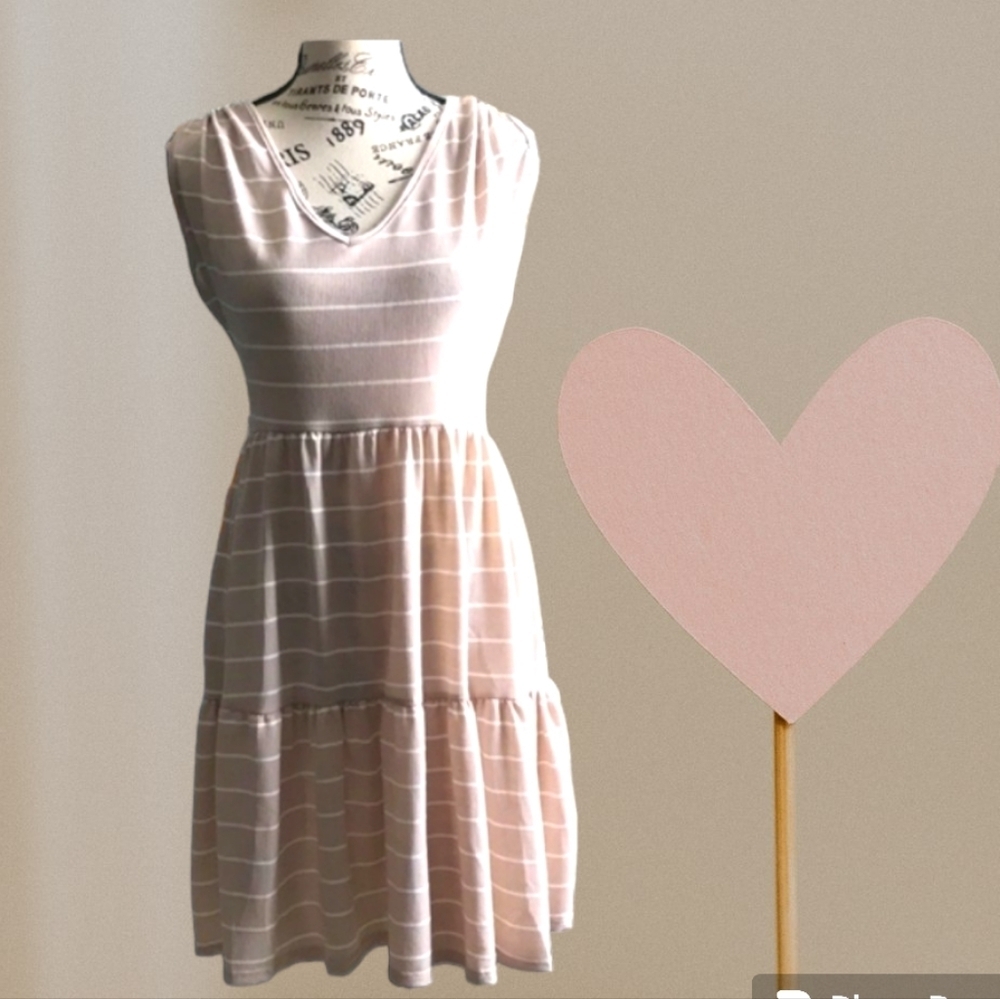 NWT Dress Pink white stripes BOHO XL